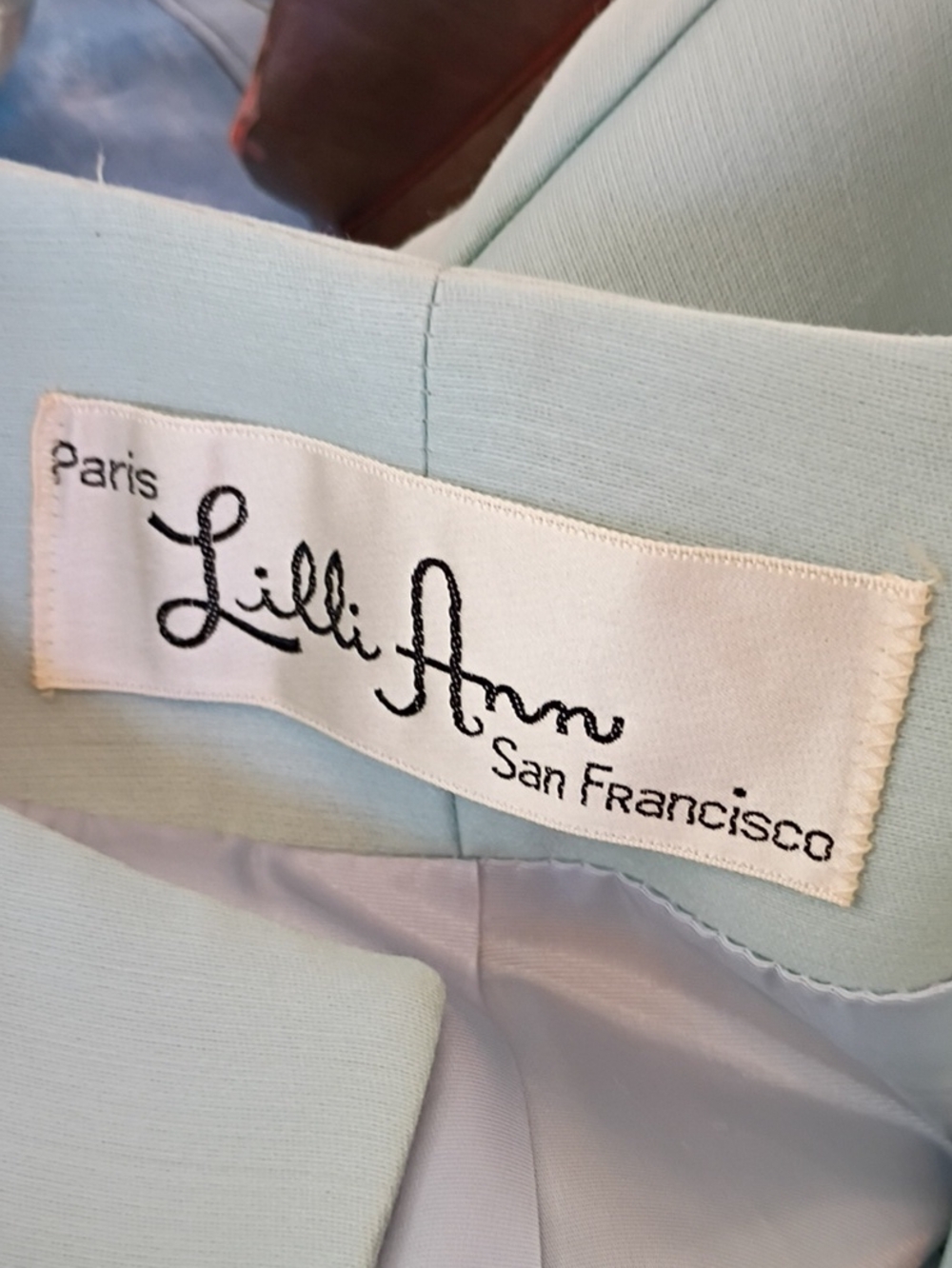 Lilli Ann Vintage 1960s Light Teal Wool Dress And Coat Set Size Extra Small - Picture 11 of 12